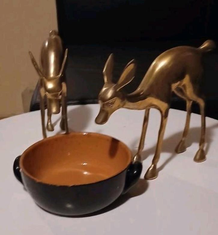 Prachtig duo van vintage koperen herten, Antiek en Kunst, Antiek | Brons en Koper, Koper, Ophalen