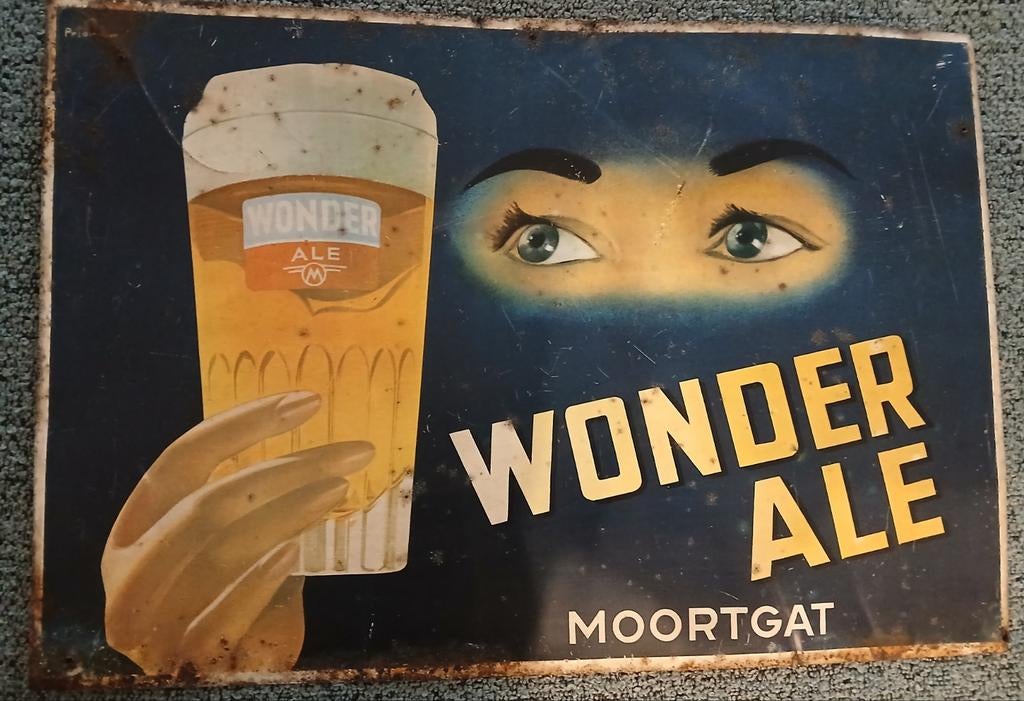 Origineel Blikken reclamebord ..moortgat, Verzamelen, Ophalen of Verzenden, Reclamebord