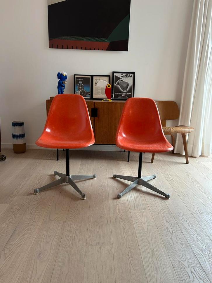 Vintage Eames sidechairs – Herman Miller – fibreglass, Huis en Inrichting, Stoelen, Zo goed als nieuw, Twee, Ophalen of Verzenden
