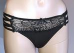 String sexy zwart met corset opzij Hunkemoller XS, Ophalen of Verzenden, Zwart, String