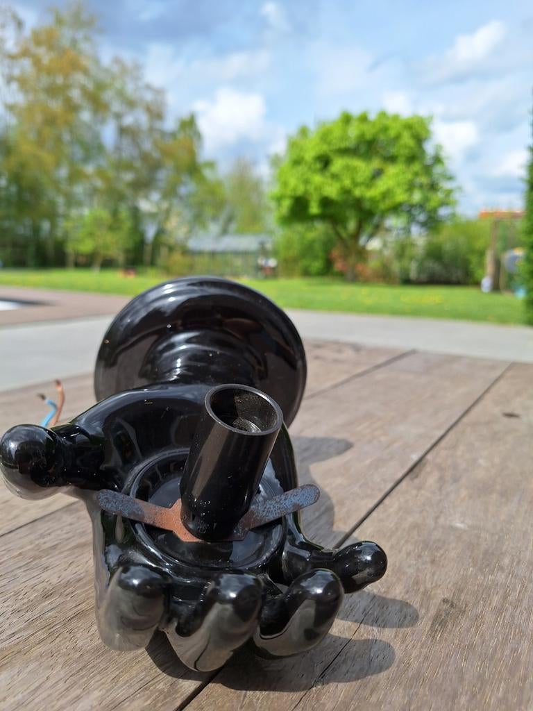 Lampe à main vintage en céramique — noire brillante, Maison & Meubles, Accessoires pour la Maison | Porte-bouteilles, Enlèvement ou Envoi