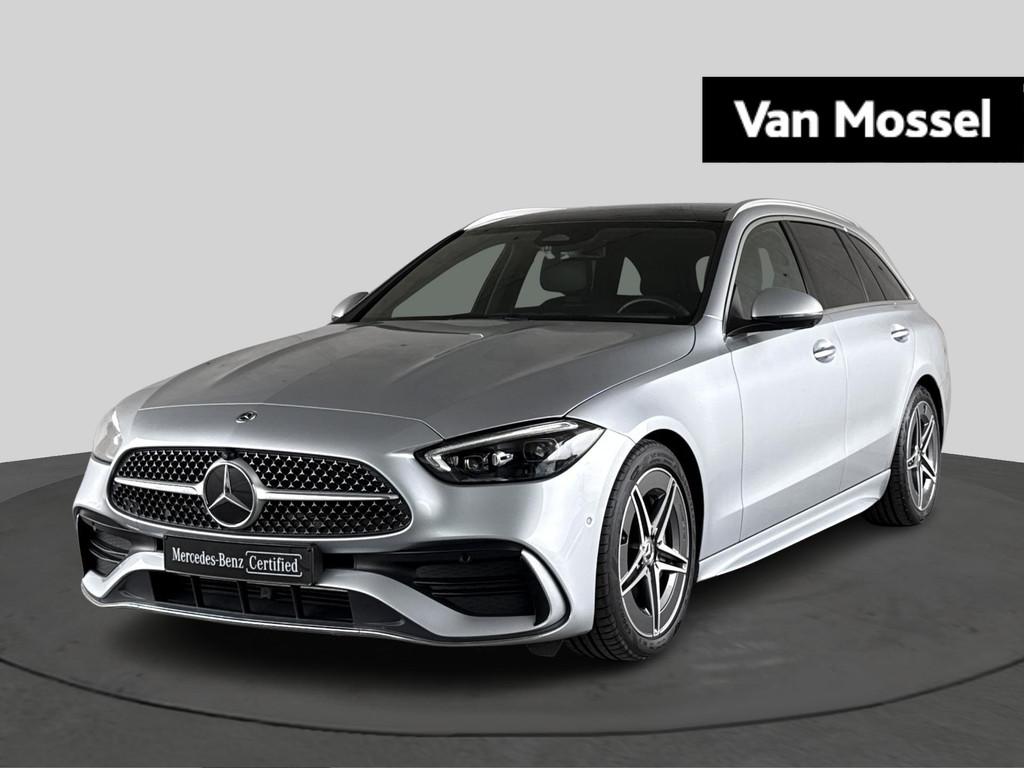 Mercedes-Benz C-klasse 180 AMG Line Estate + PANORAMISCH DAK, Automaat, Zwart, 4 cilinders, Apple Carplay