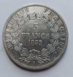 Frankrijk 5 francs 1852 A zilver, Louis-Napoleon, Timbres & Monnaies, Monnaies | Europe | Monnaies non-euro, Enlèvement ou Envoi