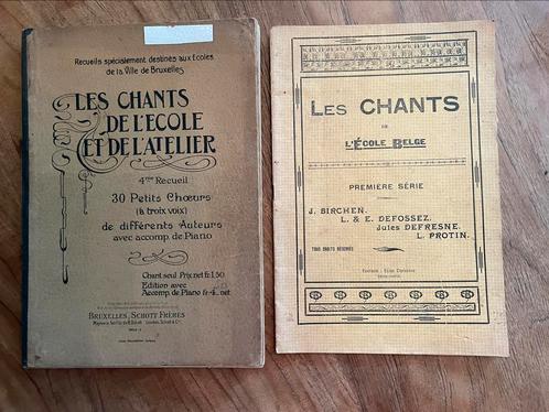 Twee boekjes met Franstalige schoolliederen, Antiek en Kunst, Antiek | Boeken en Manuscripten, Ophalen of Verzenden