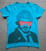 Blauw t shirt met print maat S, Ophalen of Verzenden, Zo goed als nieuw, Maat 46 (S) of kleiner, Blauw