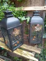 lantaarn -metaal(+blauw glas)+koperen windlicht, Antiek en Kunst, Ophalen of Verzenden