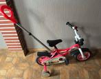 Kinderfietsje thema cars met steunwieltjes en duw hulpstuk, Ophalen, Gebruikt, Duwstang