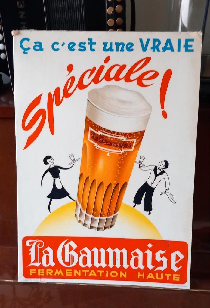 Ancienne publicité en carton bière Spéciale la Gaumaise, Collections, Marques & Objets publicitaires, Utilisé, Enlèvement ou Envoi