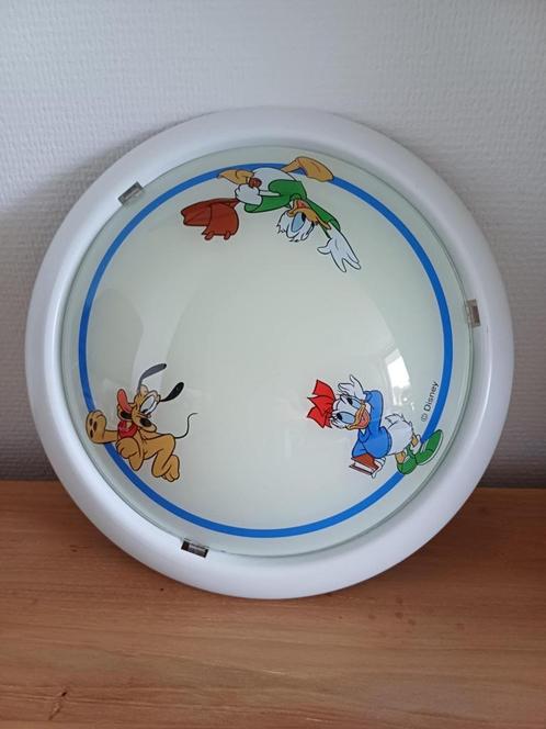 Vintage Plafondlamp Disney Donald/Pluto Perfecte staat, Huis en Inrichting, Lampen | Plafondlampen, Zo goed als nieuw, Glas, Metaal