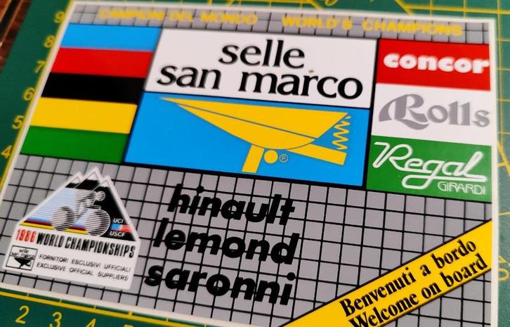 Sticker Wielrennen Selle San Marco Hinault, LeMond, Saronni, Collections, Autocollants, Enlèvement ou Envoi