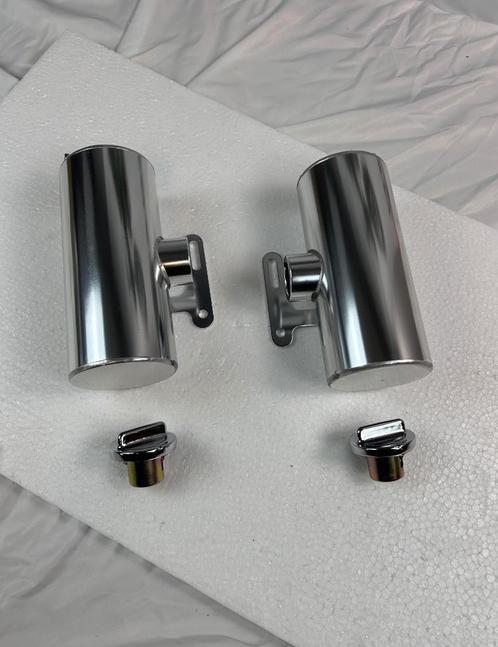 Twee extra aluminium benzinetanks chrome - 1 liter, Fietsen en Brommers, Brommeronderdelen | Algemeen, Nieuw, Frame, Ophalen of Verzenden