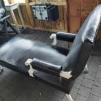 Fauteuil lounge rétro relax en cuir noir, Maison & Meubles, Canapés | Sofas & Chaises Longues, 150 cm ou plus, Enlèvement, Une personne