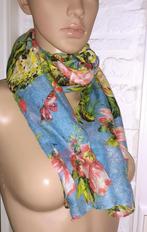 sjaal vintage blauw met gekleurde bloemen, Kleding | Dames, Nieuw, Sjaal, Verzenden
