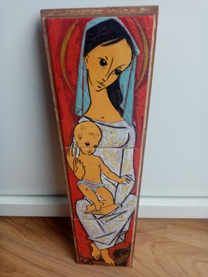 Keramisch religieus bord van Dries Van Den Broeck 70s 46cm, Antiek en Kunst, Antiek | Keramiek en Aardewerk, Ophalen of Verzenden