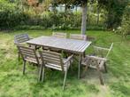 Toffe tuinset met tafel en 6 bijpassende stapelbare stoelen, Tuin en Terras, Overige materialen, Tuinset, 6 zitplaatsen, Gebruikt
