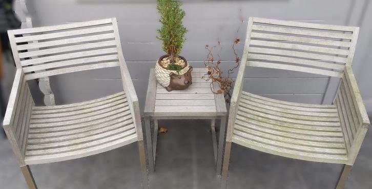 4 tuinstoelen met armleuning Teak en RVS – TOPkwaliteit, Tuin en Terras, Tuinstoelen, Gebruikt, Teakhout, Ophalen