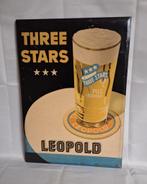 Blik reclame bord 1956 Three Stars pils Leopold Brouwerij, Verzamelen, Reclamebord, Gebruikt, Ophalen of Verzenden