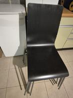 Set van 4 zwarte houten stoelen met stalen poten - IKEA, Ophalen, Gebruikt, Zwart, Contemporain