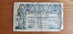 Argent d'urgence 50c ENSIVAL WW I, Enlèvement, Billets en vrac