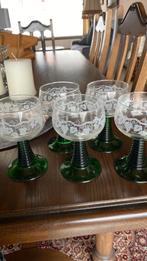 Vintage Romer wijnglazen groene voet, Ophalen, Zo goed als nieuw