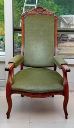 Groene velours Voltaire fauteuil inclineerbaar, Ophalen