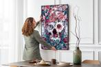Uniek XXL Glasschilderij | Vibrant Floral Skull - 6 sizes, Huis en Inrichting, Oorspronkelijke maker, Verzenden, Nieuw, 125 cm of meer
