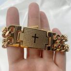 Goudkleurige RVS Armband met Bijbeltekst, Handtassen en Accessoires, Armbanden, Nieuw, Goud, Staal, Verzenden
