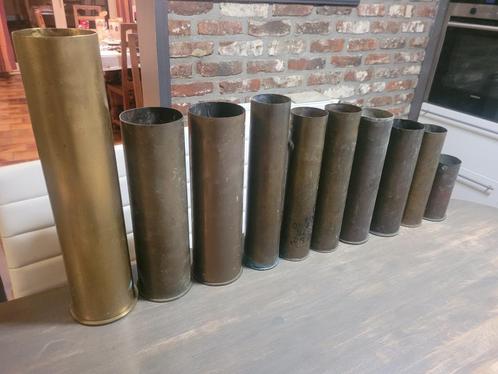 10  anciennes douilles d'obus en cuivre, Verzamelen, Militaria | Algemeen, Landmacht, Hulzen of Bodemvondsten, Ophalen of Verzenden