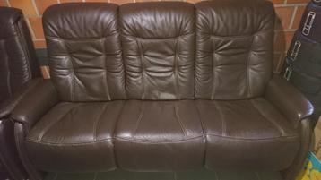 Salon en cuir véritable brun 2 élément 3-1 Château Prayon, Trois personnes, Moins de 75 cm, Enlèvement, Utilisé