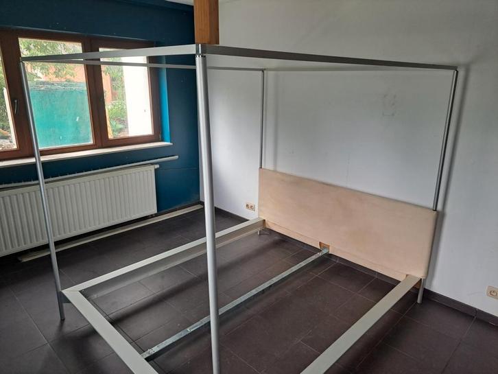 IKEA Seim metalen tweepersoonsbed met of zonder baldakijn, Huis en Inrichting, Slaapkamer | Bedden, Gebruikt, 180 cm, Metaal, Ophalen