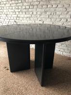 Vintage zwarte uitschuifbare ronde eettafel, Huis en Inrichting, Tafels | Eettafels, Ophalen of Verzenden, Overige materialen