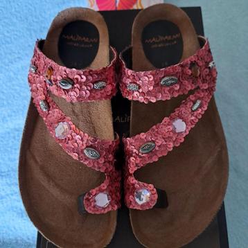 Maliparmi nieuwe lederen slippers + pailletten beschikbaar voor biedingen