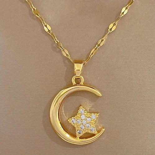 Maan Ster Hanger Nek Ketting Voor Vrouwen Meisje ( Nieuw), Handtassen en Accessoires, Kettingen, Nieuw, Overige materialen, Goud