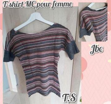 T-shirt MC ligné pour femme‍-Jbc-T.S 
