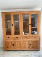 Teak vitrinekast 2m10, Huis en Inrichting, Ophalen of Verzenden, Zo goed als nieuw, Teakhout, Met deur(en)