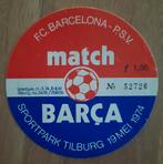 Sticker t.g.v. wedstrijd P.S.V - Barcelona 1974 genummerd, Ophalen of Verzenden, Zo goed als nieuw, Sport