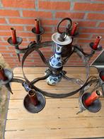 antiek antieken tinnen luster delfts blauw porselein, Antiek en Kunst, Antiek | Verlichting, Ophalen