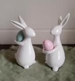 Paasdecoratie : set van 2 haasjes met gekleurd ei, Enlèvement ou Envoi, Neuf