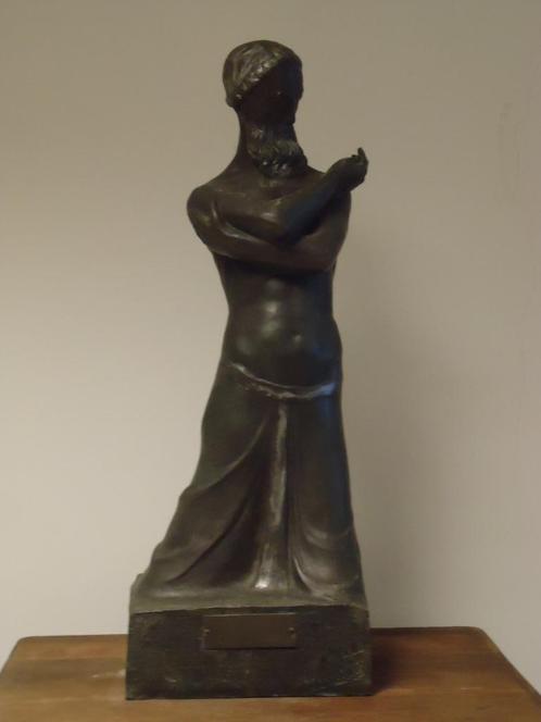 Olivier PIETTE °1889-1948 Gand bronze Vindevogel, philosophe, Antiquités & Art, Art | Sculptures & Bois, Enlèvement