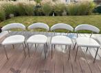 4 beige stoelen met metalen poten, Huis en Inrichting, Ophalen, Zo goed als nieuw, Metaal
