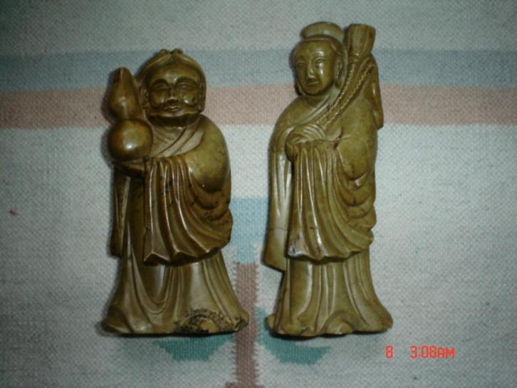 2 chinese beelden in steatiet ( speksteen ) en leeuw, Antiek en Kunst, Kunst | Niet-Westerse kunst, Ophalen of Verzenden