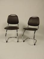 2 x Vintage Cantileverstoelen, jaren 70, Ophalen, Gebruikt, Bruin, Bureaustoel