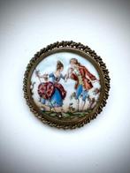 Broche ancienne Limoges peinte à la main -  Belle Époque, Ophalen of Verzenden