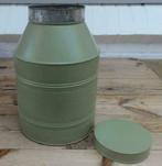 Grote groen geverfde brocante zinken bus met deksel, Antiek en Kunst, Ophalen of Verzenden