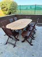 Table et chaises de jardin en teck, Ophalen, Gebruikt, Ovaal, Teakhout