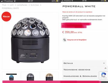 GEZOCHT: JB SYSTEMS POWERBALL WHITE disponible aux enchères