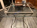 Vierkante tafel met glazen blad, Huis en Inrichting, Tafels | Eettafels, Ophalen, 50 tot 100 cm, Klassiek, Vierkant