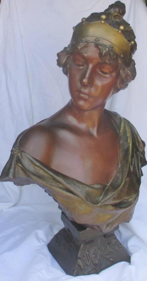 originele art nouveau brons buste Villanis  Lucrece 72 cm !, Antiek en Kunst, Antiek | Brons en Koper, Brons, Ophalen