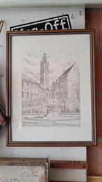 Prent van het Belfort van Mons, Antiek en Kunst, Kunst | Tekeningen en Fotografie, Ophalen