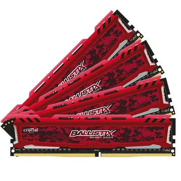 64 GB RAM DDR4 (4x16 GB) 3200 MHz CL16 Red Crucial Ballistix